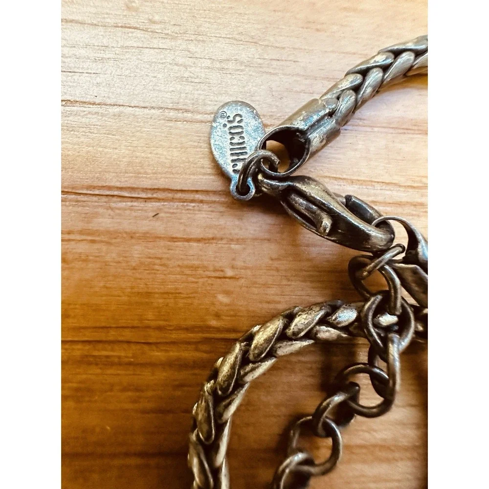 Chico's Vintage Silver Tone Rustic‎ Pendant Necklace 18
